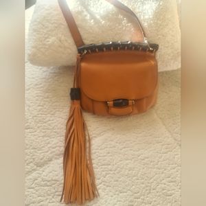Auth Gucci bamboo crossbody with tassel